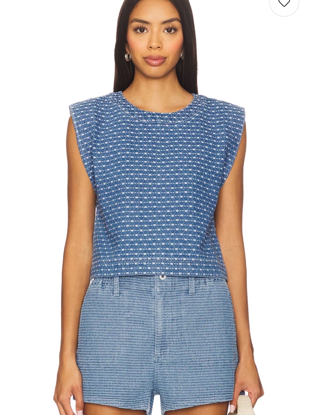 Favorite Daughter The Arlo Top in Berlin Blue Textured Sleeveless